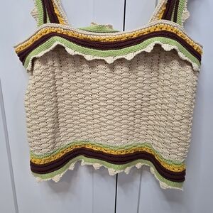 Marc New York Crochet Tank Top – Size L – Boho Striped Knit
